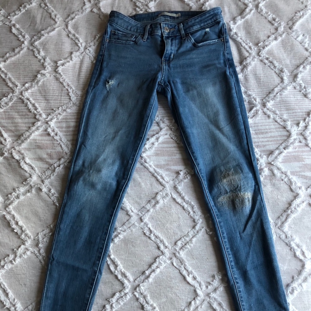Levis Cropped Ripped Jeans 711 Skinny